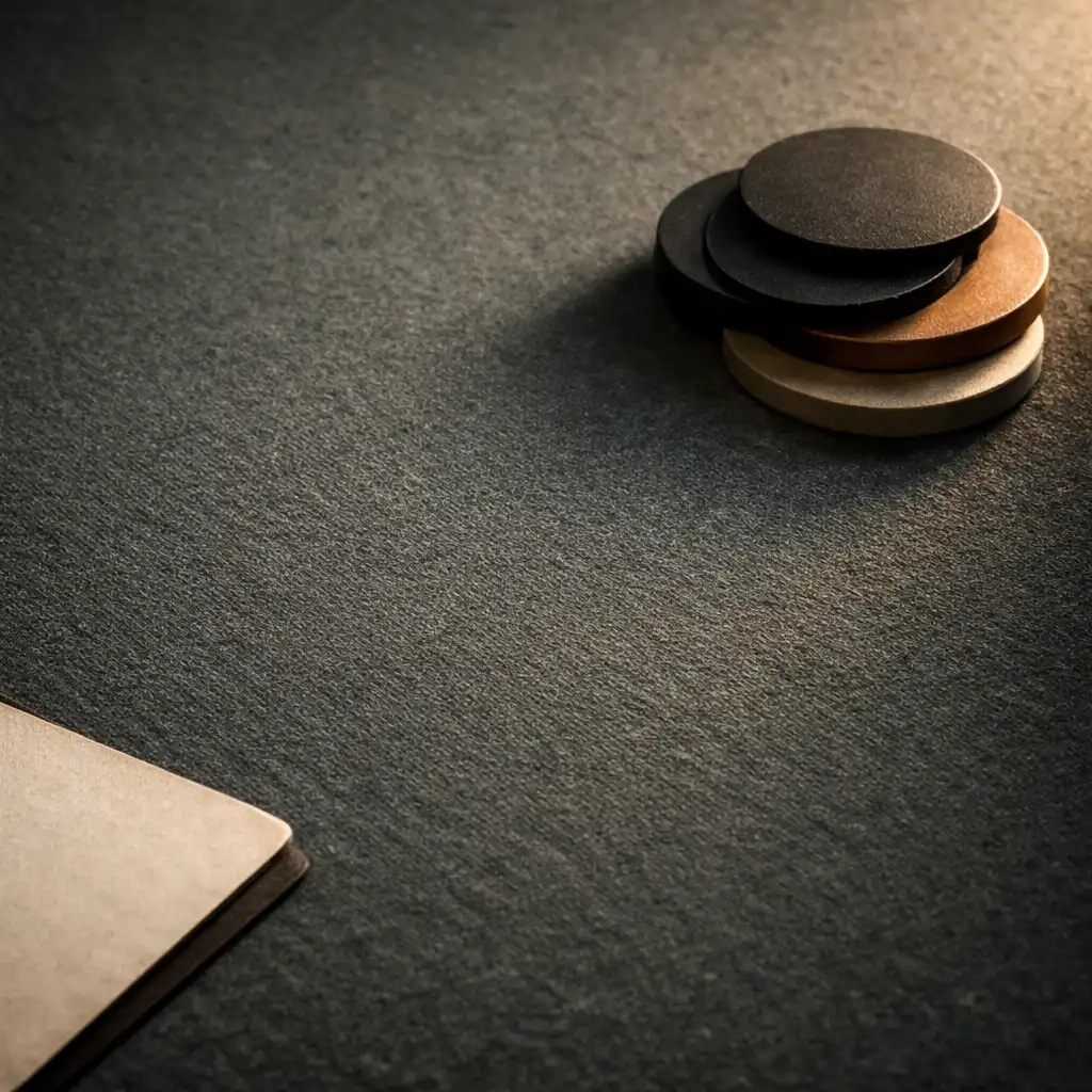 Feutre texturé avec quelques jetons discrets sur une table de cartes